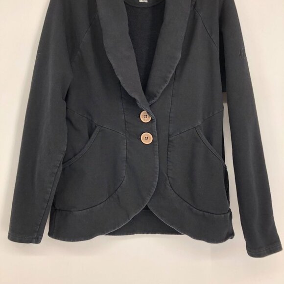 Fig chalet Black Blazer style Cardigan w/2 buttons pronounced lapels + pockets S - Picture 5 of 13